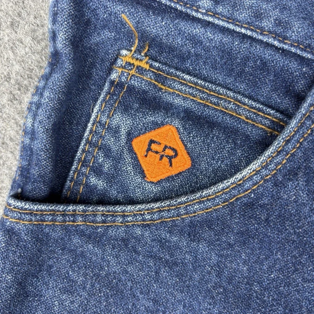 Wrangler FR Jeans Mens 38x32 Relaxed Flame Resistant 31MWZ Dark Wash Blue Denim